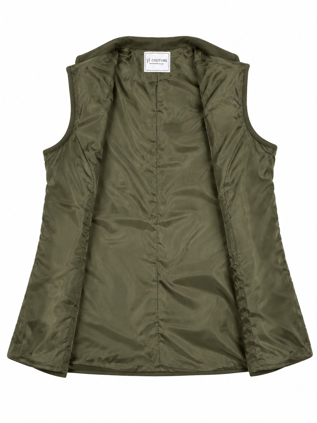 Ladies Olive Double Breasted Belted Longline Waistcoat - StylePhase SA