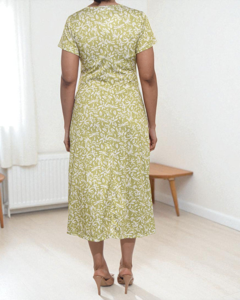 Ladies Olive Floral A Line Midi Dress - StylePhase SA