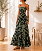 Ladies Olive Floral Cut Out Maxi Dress - StylePhase SA