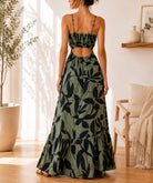 Ladies Olive Floral Cut Out Maxi Dress - StylePhase SA