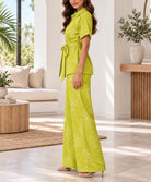 Ladies Olive Floral Print Two-Piece Set - StylePhase SA