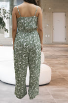 Ladies Olive Floral Strappy Pleated Jumpsuit - StylePhase SA