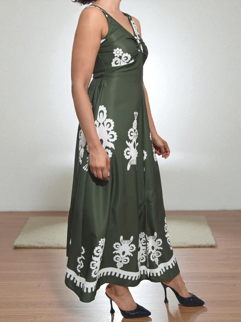 Ladies Olive Front Slit Dress - StylePhase SA