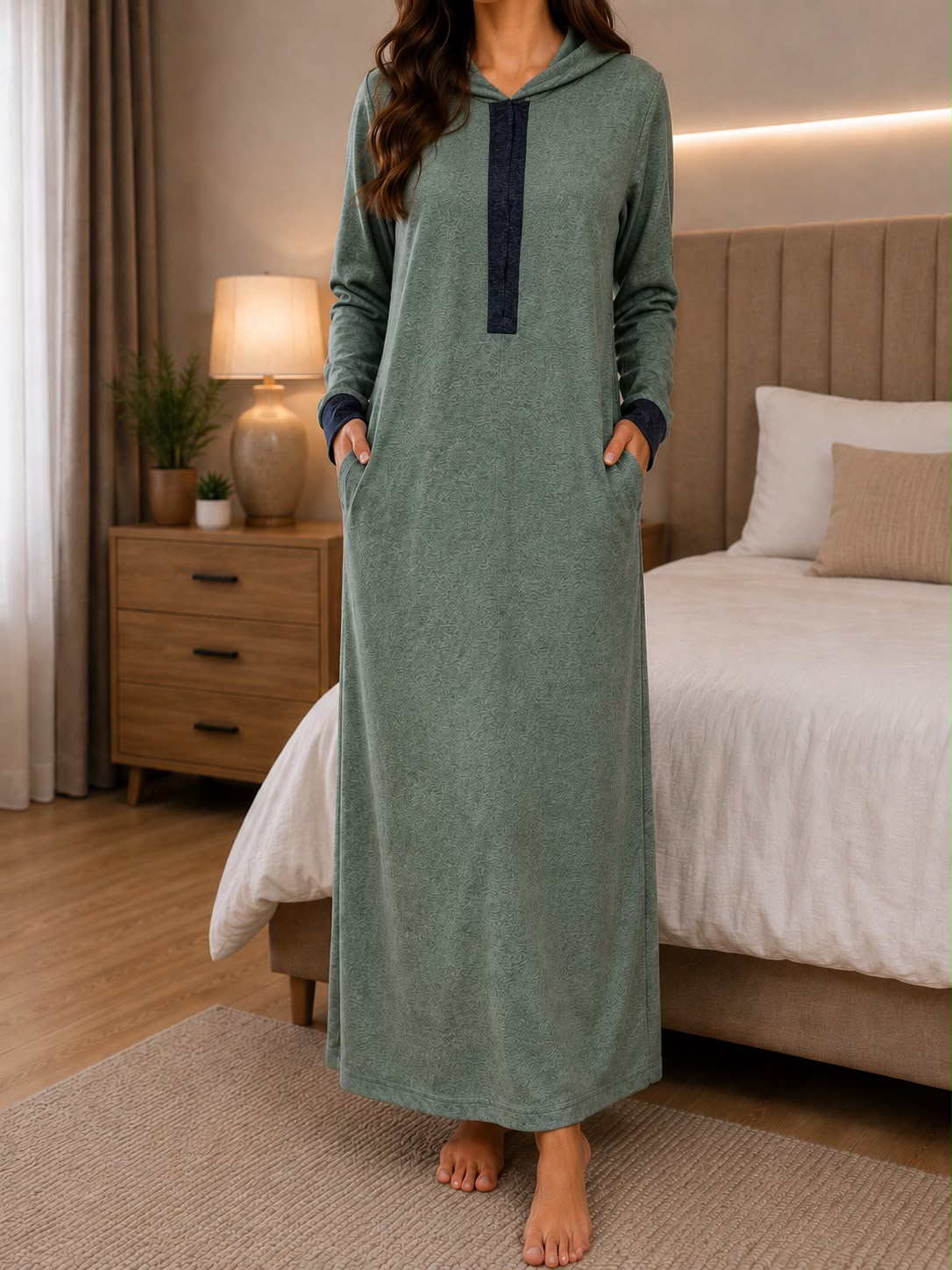 Ladies Olive Green Hooded Gown - StylePhase SA