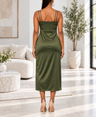 Ladies Olive Green Satin Slip Dress - StylePhase SA