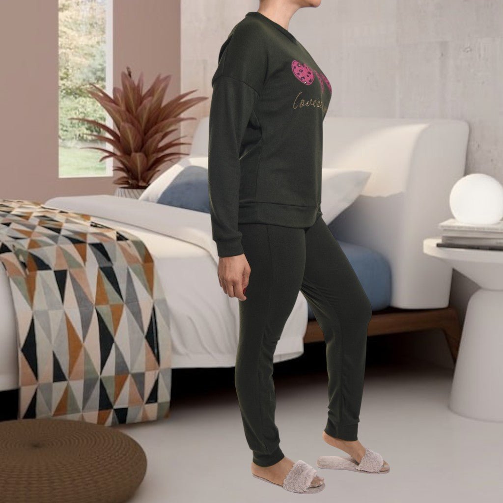 Ladies Olive Heart Pj Set - StylePhase SA