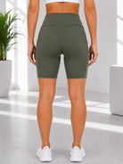 Ladies Olive High-Waist Side Pocket Activewear Shorts - StylePhase SA