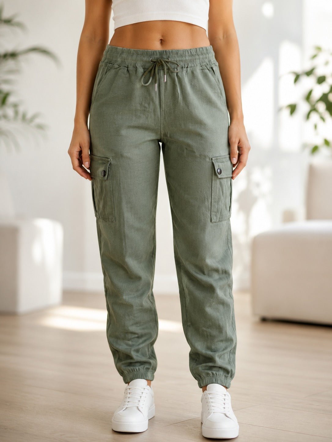 Ladies Olive Jogger Cargo Pants - StylePhase SA