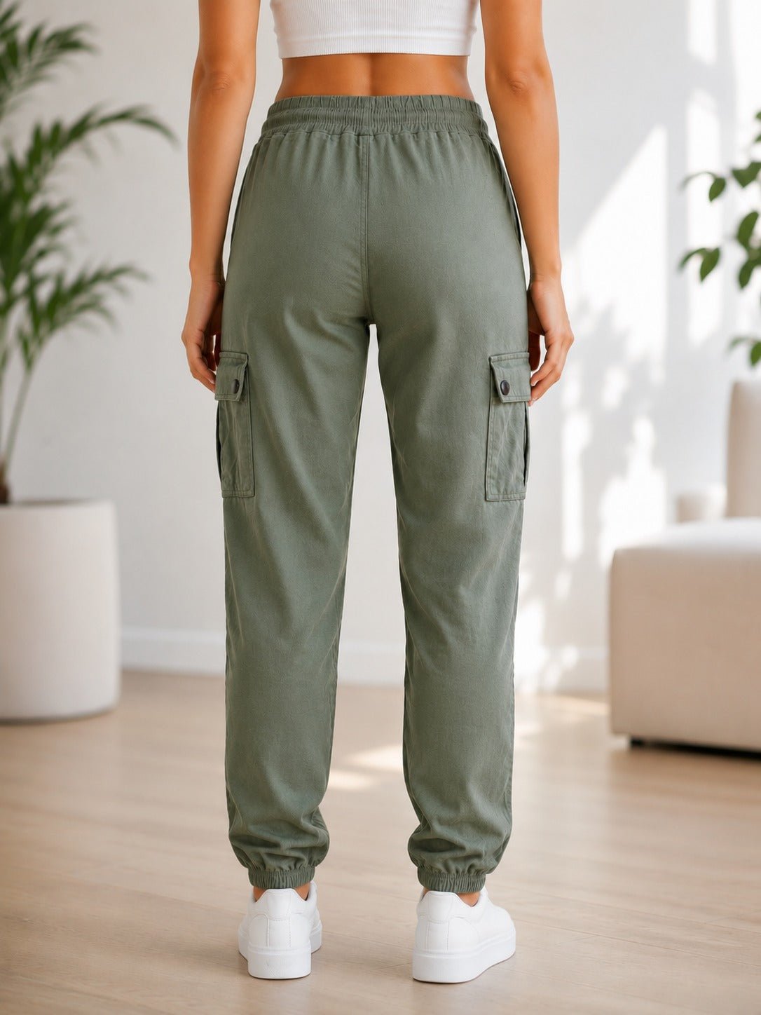 Ladies Olive Jogger Cargo Pants - StylePhase SA