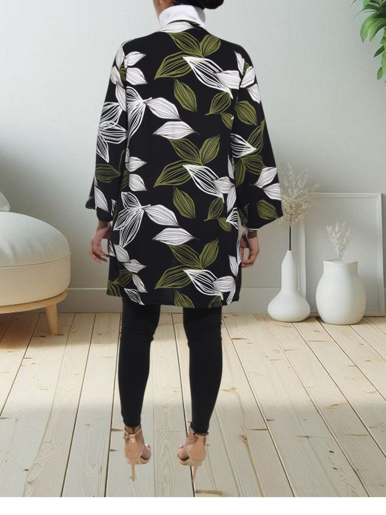 Ladies Olive Leaf Rayon Kimono - StylePhase SA