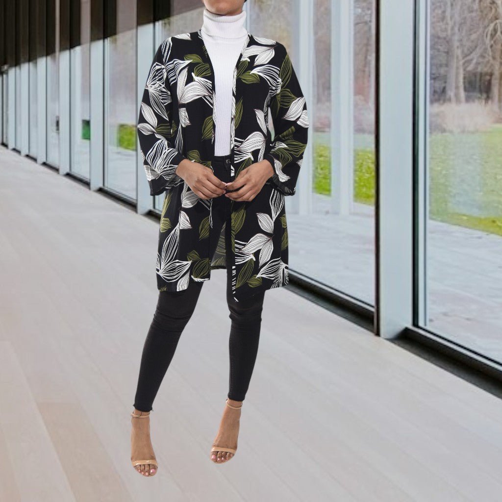 Ladies Olive Leaf Rayon Kimono - StylePhase SA
