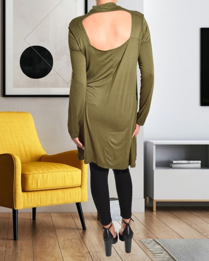 Ladies Olive Open Back Dress - StylePhase SA