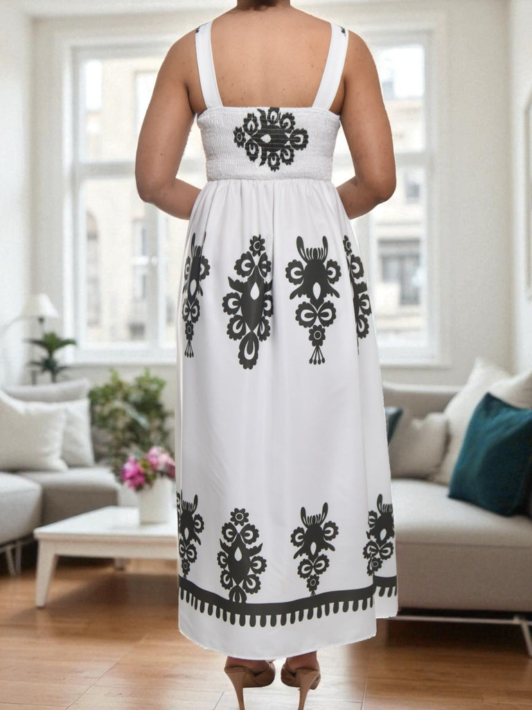 Ladies Olive Printed Front Slit Dress - StylePhase SA