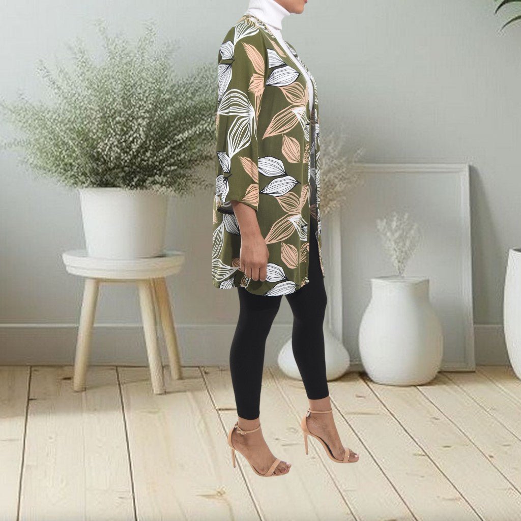 Ladies Olive Printed Rayon Kimono - StylePhase SA