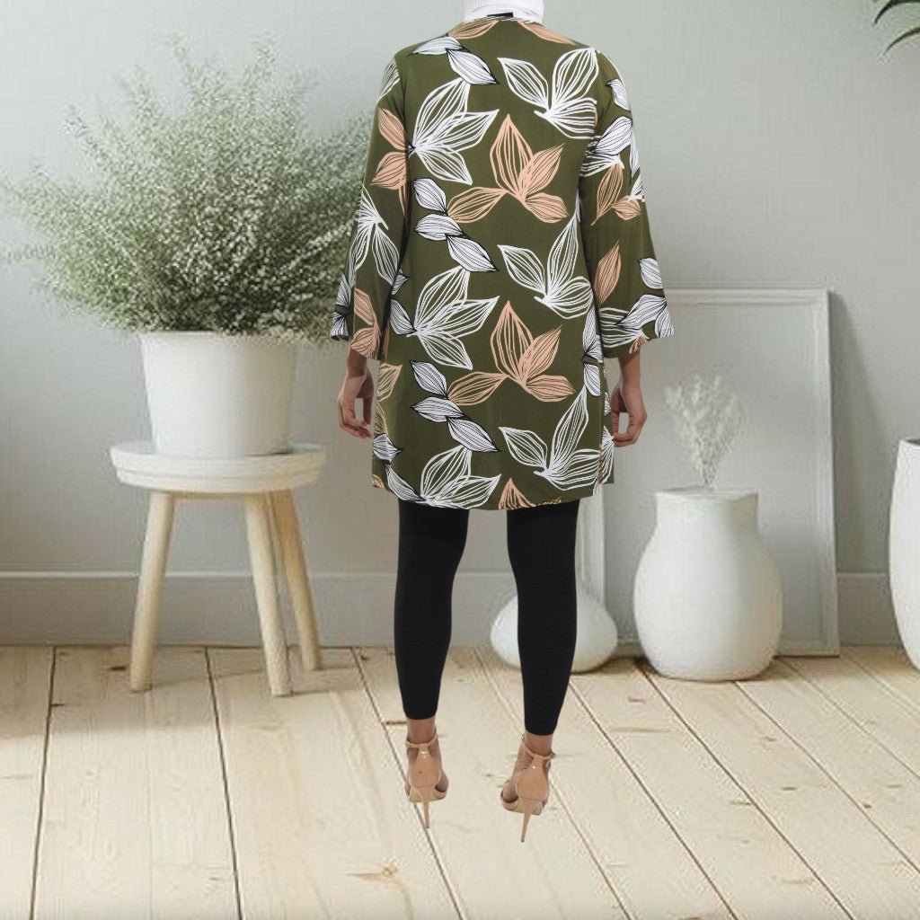 Ladies Olive Printed Rayon Kimono - StylePhase SA