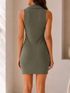 Ladies Olive Ribbed Zip-Front Mini Dress - StylePhase SA