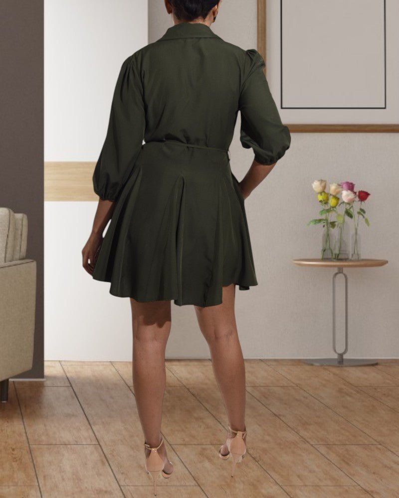 Ladies Olive Shirt Dress - StylePhase SA