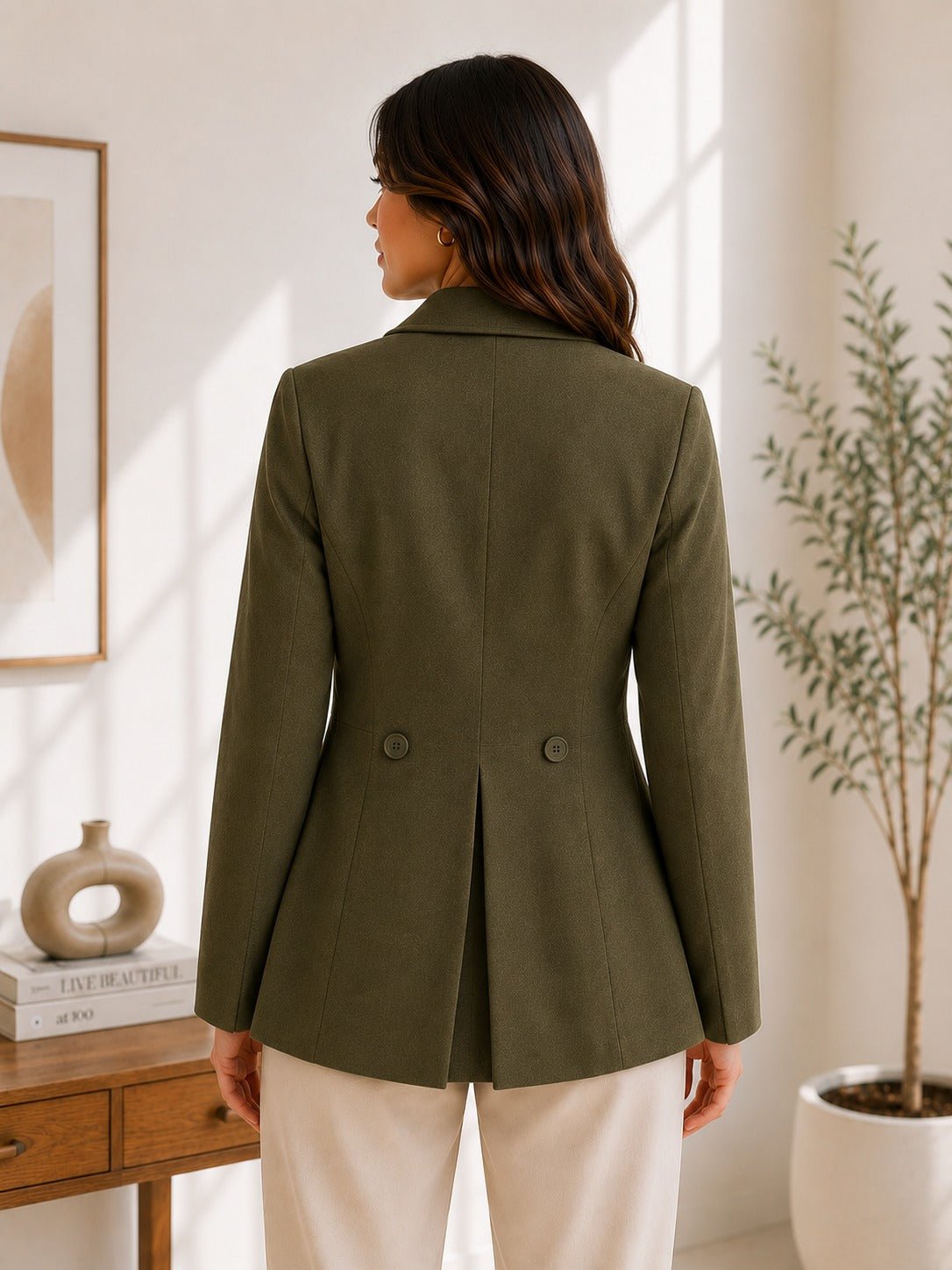Ladies Olive Short Melton Coat - StylePhase SA