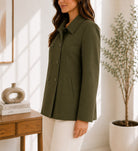 Ladies Olive Short Melton Coat - StylePhase SA