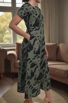 Ladies Olive Short Sleeve Maxi Dress - StylePhase SA
