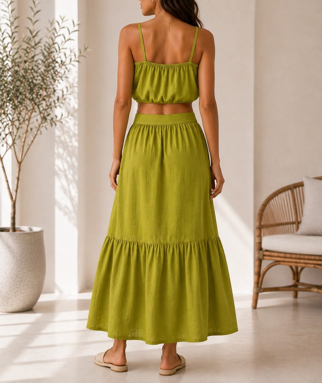 Ladies Olive Skirt Two-Piece Set - StylePhase SA