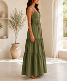 Ladies Olive Strappy Ruffel Hem Dress - StylePhase SA
