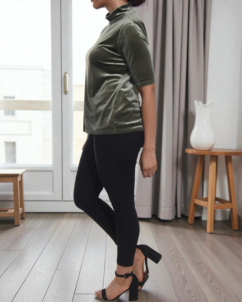Ladies Olive Velour Top - StylePhase SA
