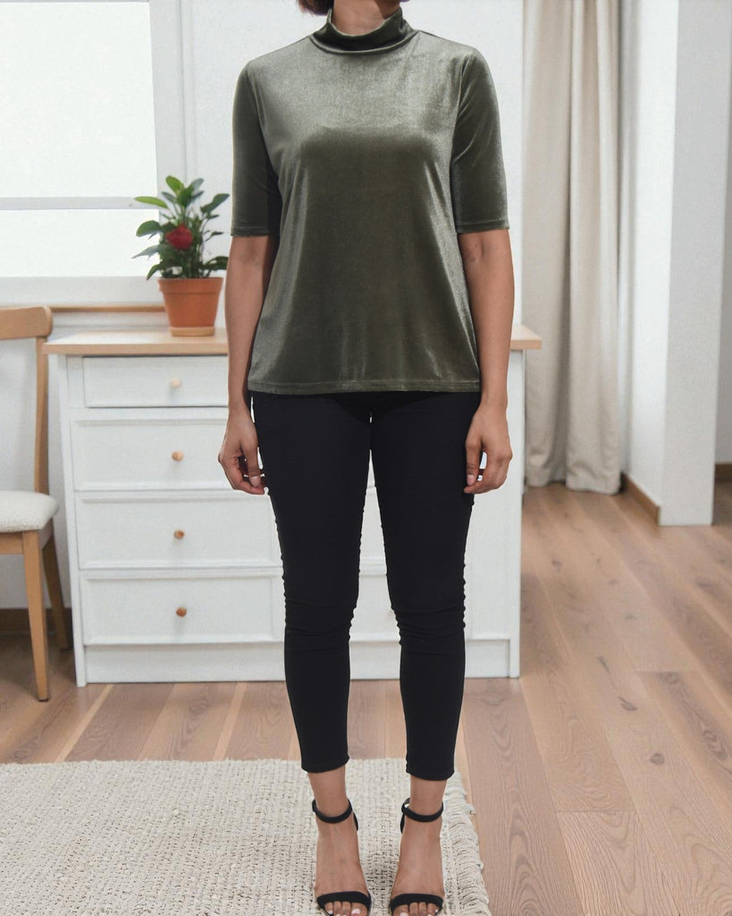 Ladies Olive Velour Top - StylePhase SA