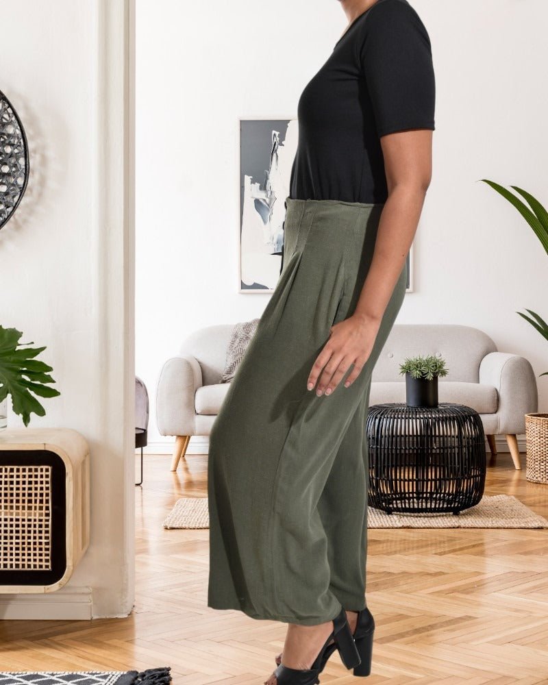 Ladies Olive Wide Leg Pants - StylePhase SA