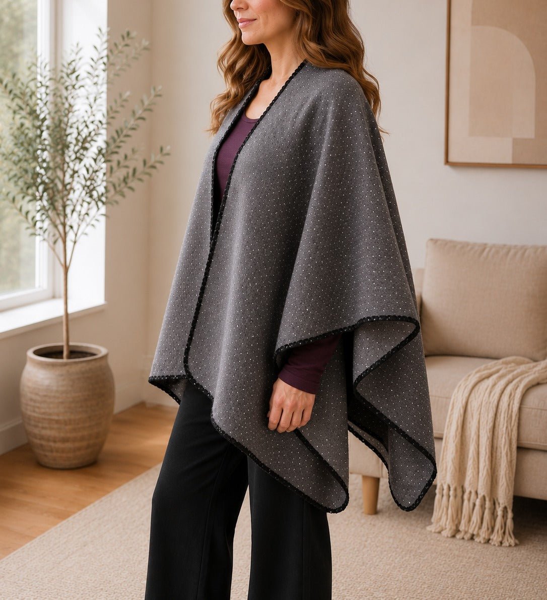 Ladies Open Front Shawl - Grey - StylePhase SA