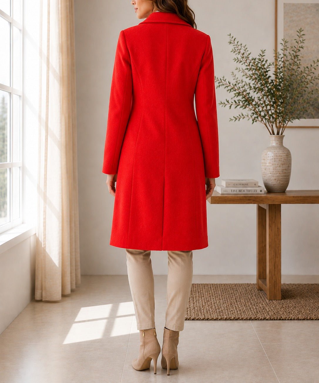 Ladies Orange 3 Button Melton Coat - StylePhase SA