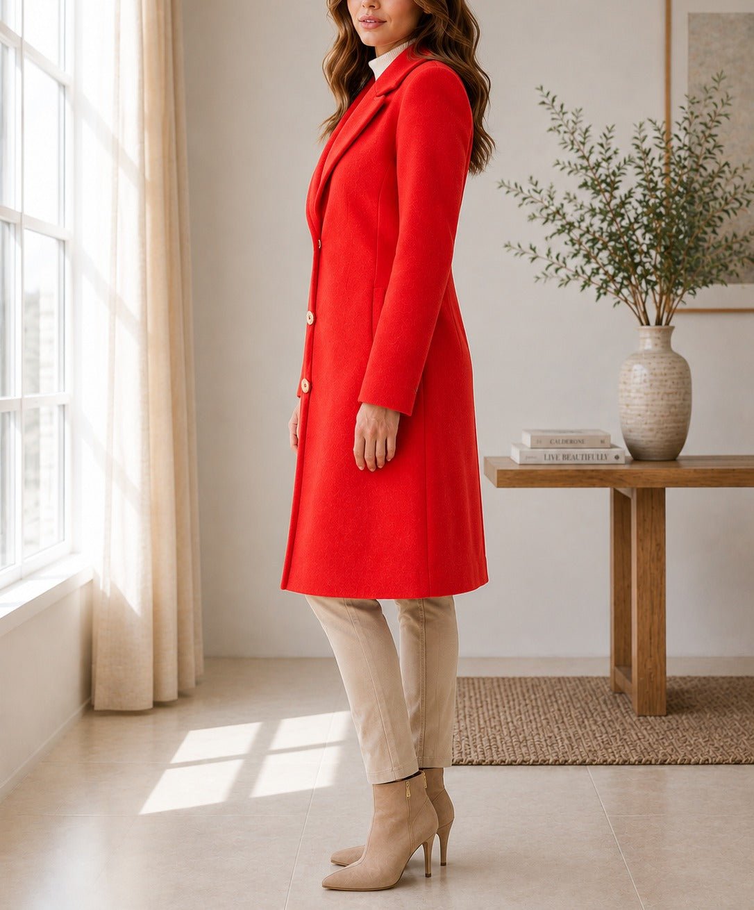Ladies Orange 3 Button Melton Coat - StylePhase SA
