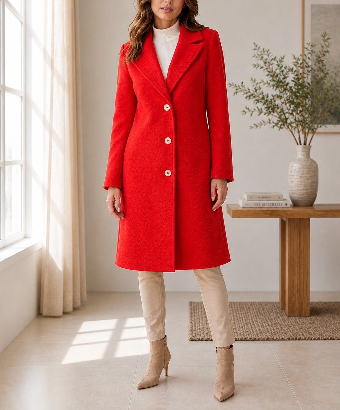 Ladies Orange 3 Button Melton Coat - StylePhase SA