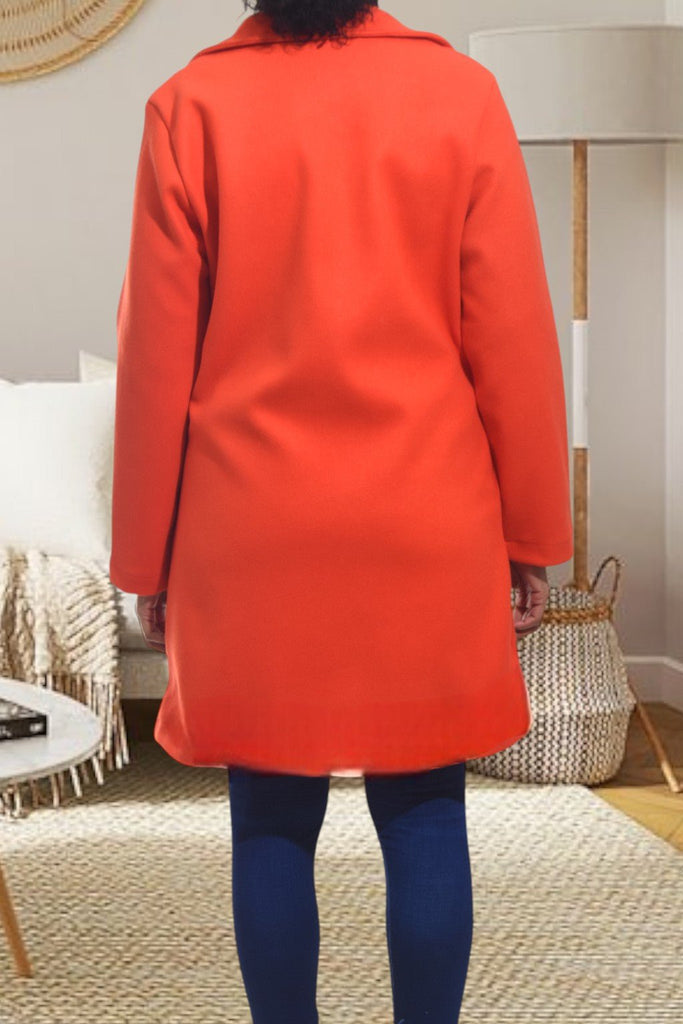 Ladies Orange 3 Button Pocket Coat - StylePhase SA