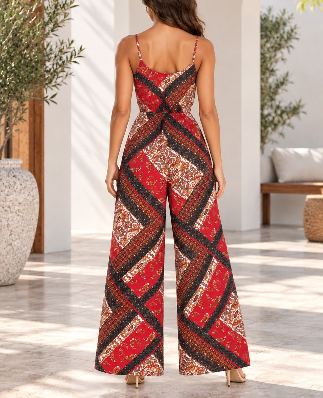 Ladies Orange And Brown Strappy Jumpsuit - StylePhase SA