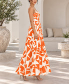 Ladies Orange And Cream Ring Detail Strappy Maxi Dress - StylePhase SA