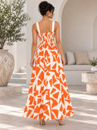 Ladies Orange And Cream Ring Detail Strappy Maxi Dress - StylePhase SA