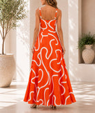 Ladies Orange And White A-Line Cami Maxi Dress - StylePhase SA
