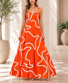 Ladies Orange And White A-Line Cami Maxi Dress - StylePhase SA