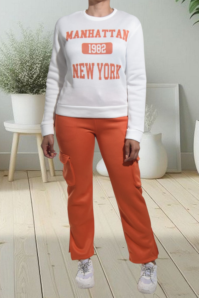 Ladies Orange Brushed Fleece Set - StylePhase SA