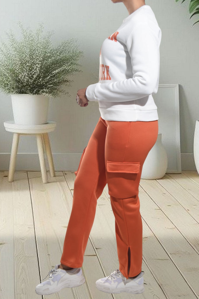 Ladies Orange Brushed Fleece Set - StylePhase SA