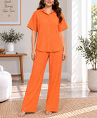 Ladies Orange Button Shirt Two-Piece Set - StylePhase SA
