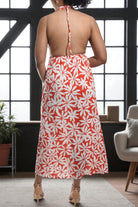 Ladies Orange Floral Backless Dress - StylePhase SA