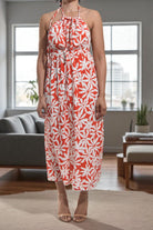 Ladies Orange Floral Backless Dress - StylePhase SA