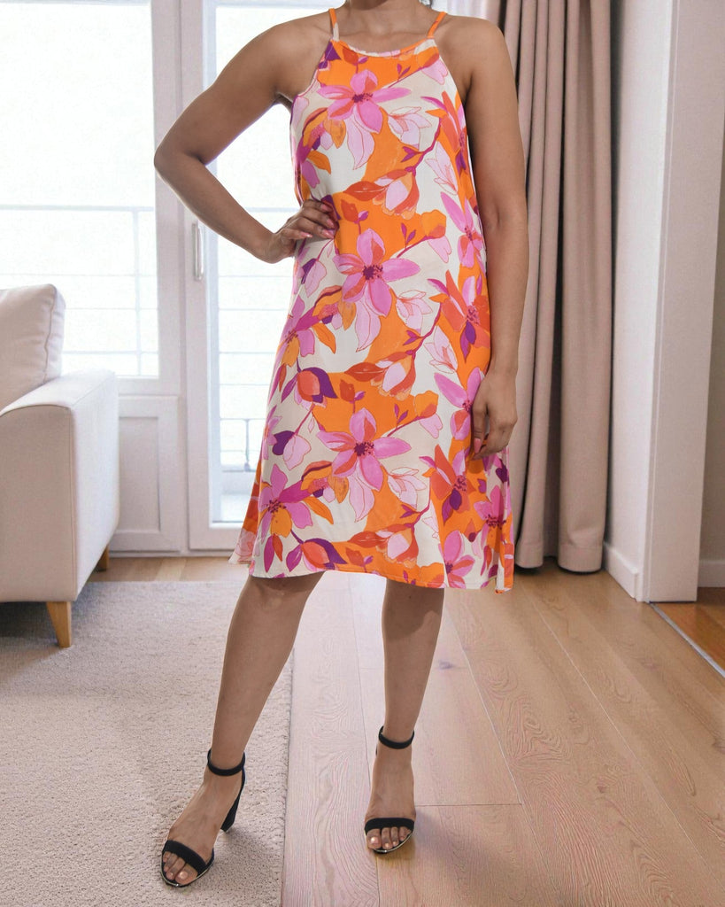 Ladies Orange Floral Slip Dress - StylePhase SA