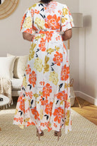 Ladies Orange Floral Tie Maxi Dress - StylePhase SA
