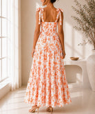 Ladies Orange Floral Tie Shoulder Dress - StylePhase SA