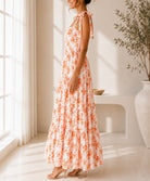 Ladies Orange Floral Tie Shoulder Dress - StylePhase SA