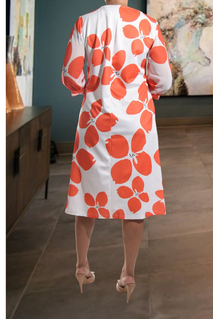 Ladies Orange Flower Pocket Dress - StylePhase SA