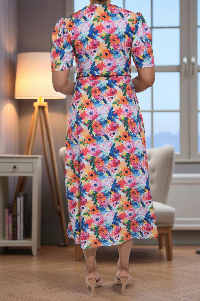 Ladies Orange Flower Wrap Dress - StylePhase SA